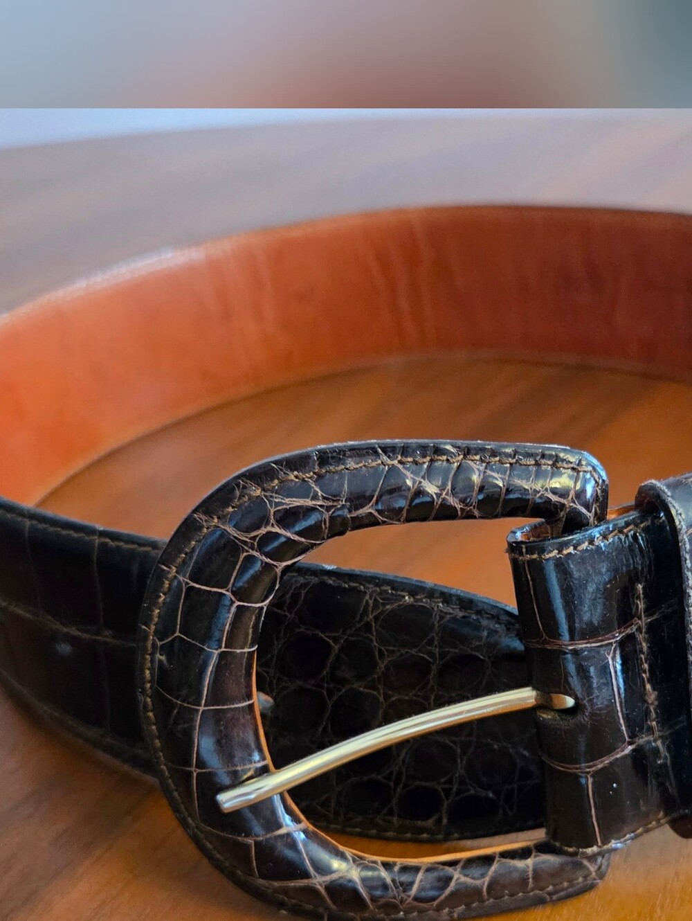 Vintage Ralph Lauren Genuine Crocodile Wide Leather Belt...Rare And Collectible